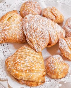 Neapolitan sfogliatelles on a plate 